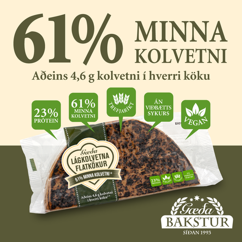 Lgkolvetna flatkkur innihalda 61% minna kolvetni